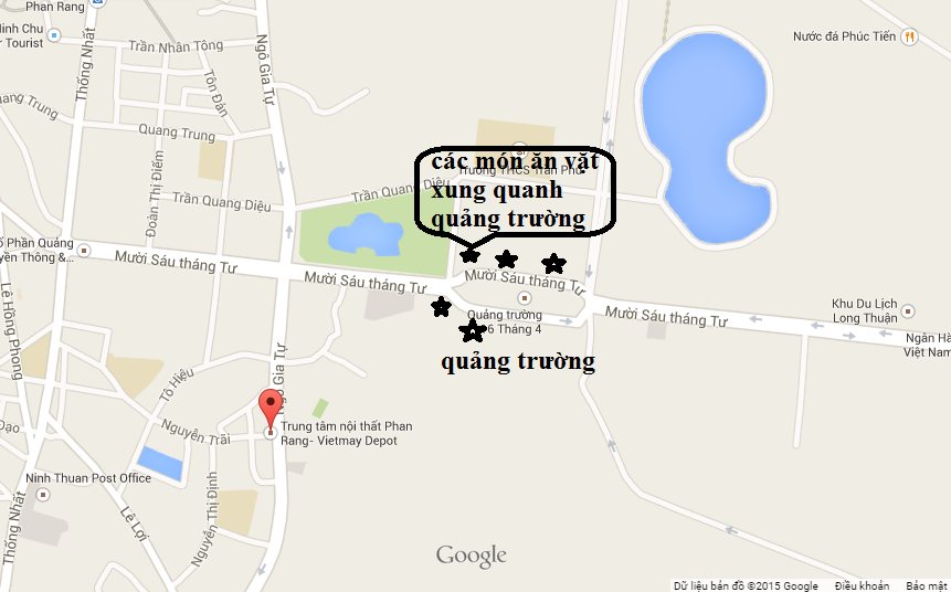 hướng dẫn đường đi các quán ở quảng trường phan rang ninh thuan